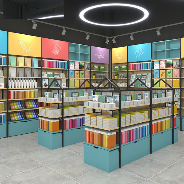 Whole Store Design Supermarket Shelves Bookstore Display Cabinet Cultural Creative Stationery Store Display Shelves