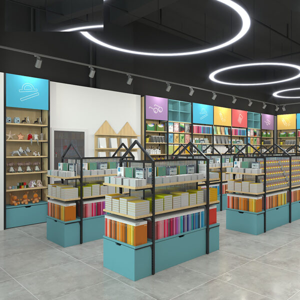 Whole Store Design Supermarket Shelves Bookstore Display Cabinet Cultural Creative Stationery Store Display Shelves