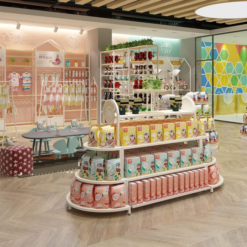 Custom Supermarket Shelves Display Stand for Mother Baby Store Pet Toys Children's Clothing Milk Display Racks