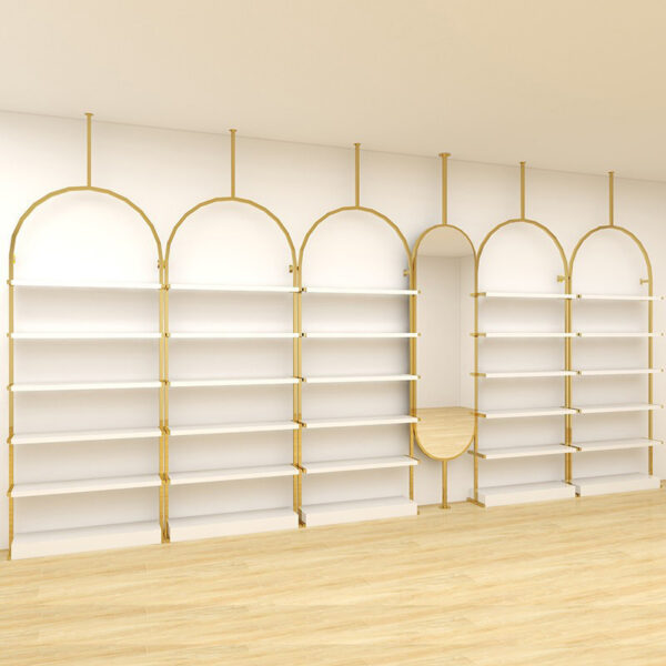 Commercial Children's Shoes Wall-Mounted Display Rack Shelves with Lights Steel & Wooden Board for Shoe Store and Supermarket