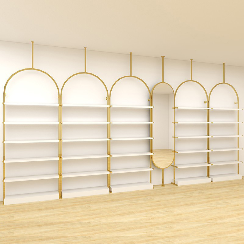 Commercial Children's Shoes Wall-Mounted Display Rack Shelves with Lights Steel & Wooden Board for Shoe Store and Supermarket