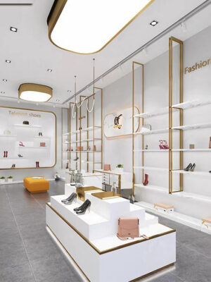 0316-1-3 Commercial Children's Shoes Wall-Mounted Display Rack Shelves with Lights Steel & Wooden Board for Shoe Store and Supermarket