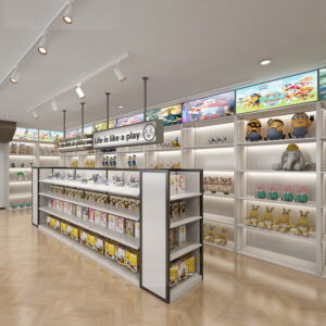 0316-2-1 Custom Toy Store Shelves Peripheral Card Games Figurines Toy Display Racks Goods Display Cabinets Blind Boxes Whole Store Design
