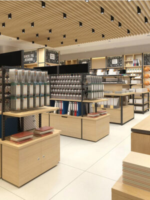 Stationery Store Design Steel Wood Display Rack Display Stand Multifunctional Bookshelf Island Side Display Cabinet Shelf