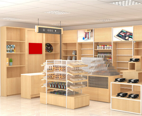 Stationery Store Design Steel Wood Display Rack Display Stand Multifunctional Bookshelf Island Side Display Cabinet Shelf