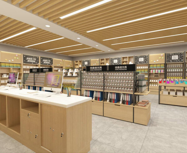 Stationery Store Design Steel Wood Display Rack Display Stand Multifunctional Bookshelf Island Side Display Cabinet Shelf