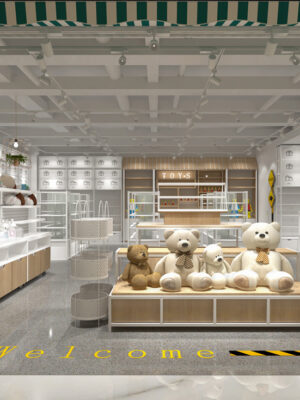 Whole Store Design Commercial Steel Wood Shelves Display Racks Stationery Cultural and Creative Accessories Display Cabinet