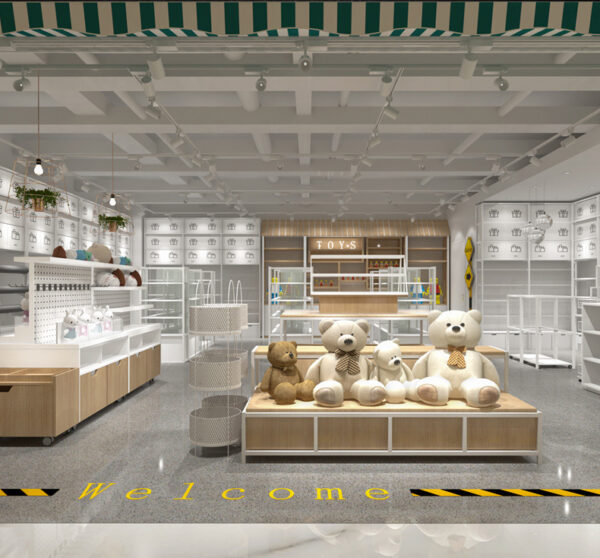 Whole Store Design Commercial Steel Wood Shelves Display Racks Stationery Cultural and Creative Accessories Display Cabinet