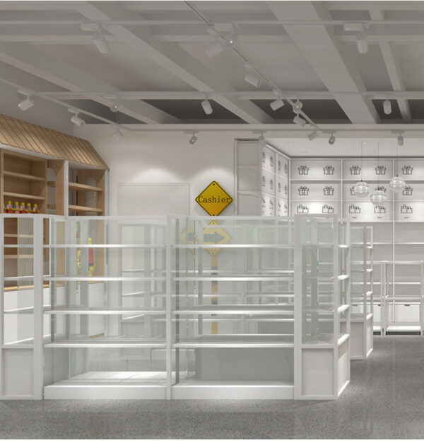 Whole Store Design Commercial Steel Wood Shelves Display Racks Stationery Cultural and Creative Accessories Display Cabinet