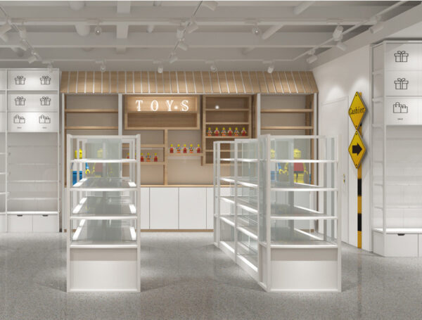 Whole Store Design Commercial Steel Wood Shelves Display Racks Stationery Cultural and Creative Accessories Display Cabinet