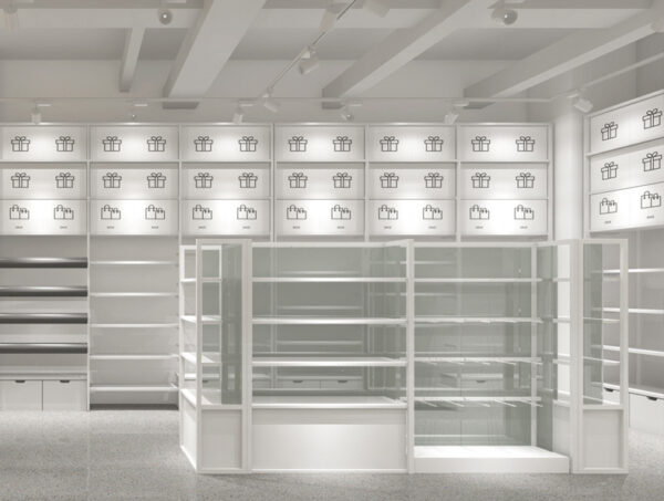 Whole Store Design Commercial Steel Wood Shelves Display Racks Stationery Cultural and Creative Accessories Display Cabinet