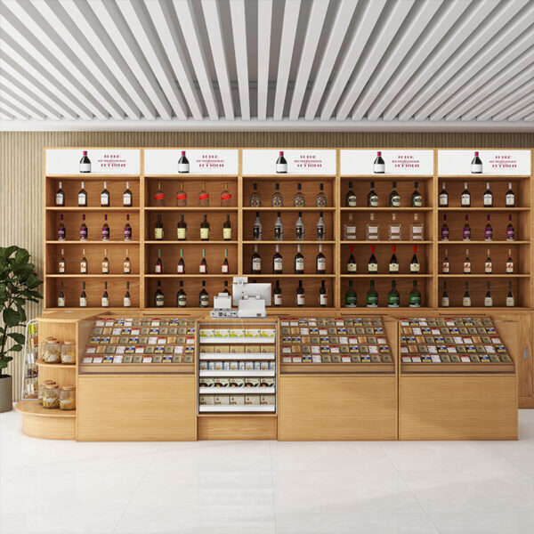 Cigarette Alcohol Display Cabinet Cash Register Wine Cabinet Corner Cabinet Glass Counter for Supermarket Convenience Store