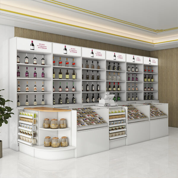 Cigarette Alcohol Display Cabinet Cash Register Wine Cabinet Corner Cabinet Glass Counter for Supermarket Convenience Store