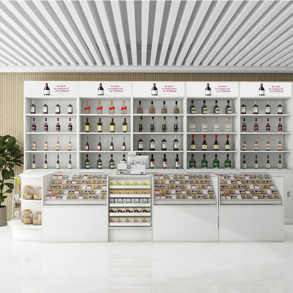 Cigarette Alcohol Display Cabinet Cash Register Wine Cabinet Corner Cabinet Glass Counter for Supermarket Convenience Store