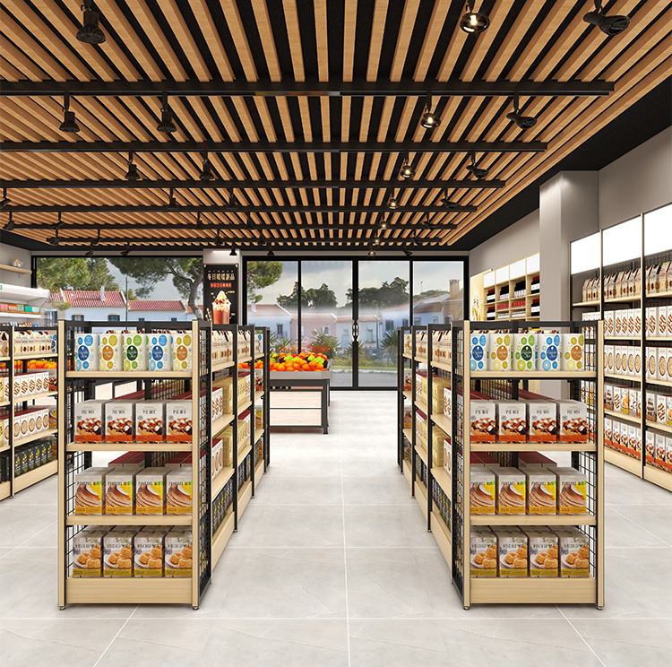Wholesale Supermarket Shelves Convenience Stores Snack Shops Mother and Baby Boutique Stationery Stores Island Back Mesh Shelves