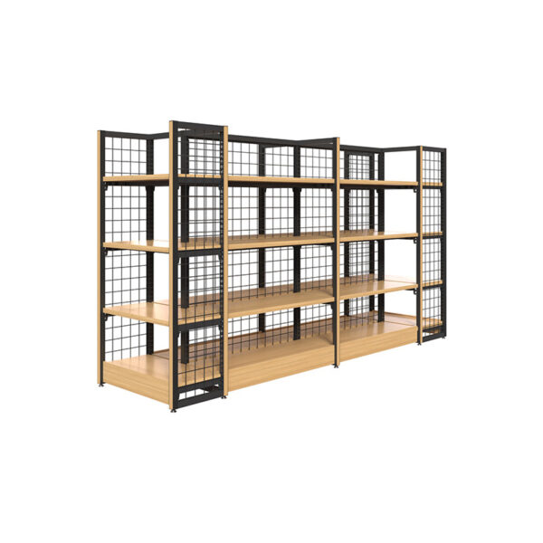 0318-1-5 Wholesale Supermarket Shelves Convenience Stores Snack Shops Mother and Baby Boutique Stationery Stores Island Back Mesh Shelves