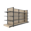 High Quality Commercial Double Sided Steel & Wood Display Shelves for Supermarkets Malls Department Stores Convenience Store