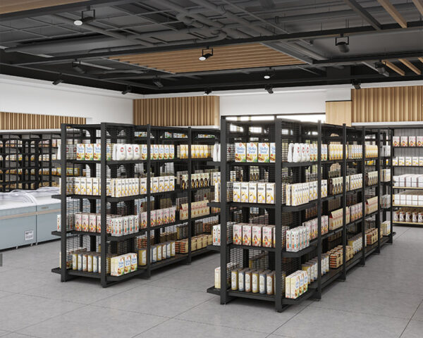 0318-3-1 Customized Adjustable Mesh Panel Supermarket Display Shelves Storage Shelves Daily Necessities Supermarket Display Racks