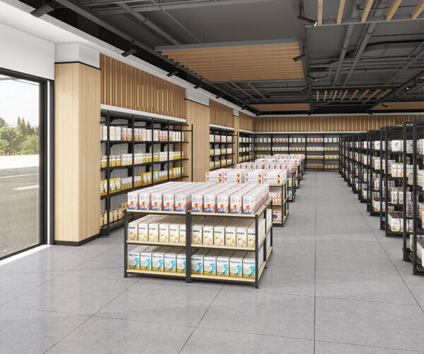 0318-3-3 Customized Adjustable Mesh Panel Supermarket Display Shelves Storage Shelves Daily Necessities Supermarket Display Racks