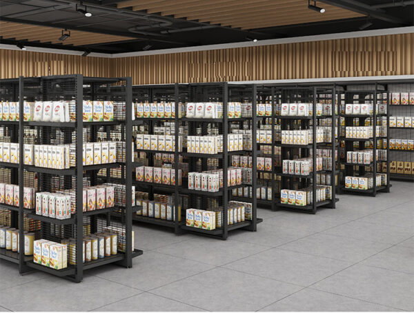 0318-3-5 Customized Adjustable Mesh Panel Supermarket Display Shelves Storage Shelves Daily Necessities Supermarket Display Racks