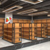 wholesale Wood grain paint shopping mall shelves beer beverage grain and oil display shelves large supermarket shelves