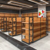 wholesale Wood grain paint shopping mall shelves beer beverage grain and oil display shelves large supermarket shelves