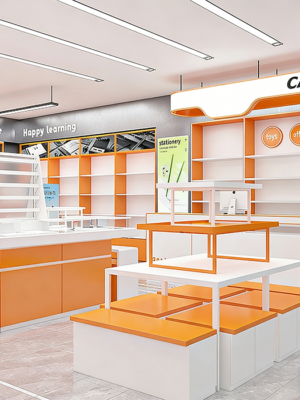 Custom Shopping Mall Supermarket Shelves Trendy Stationery Store Boutique Store Display Cabinet Steel Wood Sample Display Rack