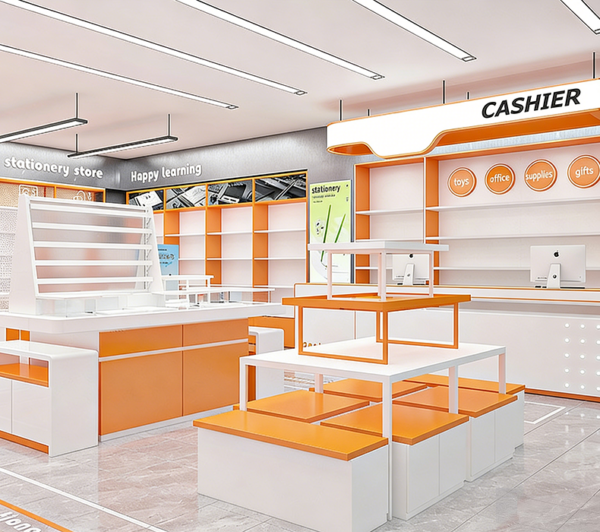 0319-2-6 Custom Shopping Mall Supermarket Shelves Trendy Stationery Store Boutique Store Display Cabinet Steel Wood Sample Display Rack