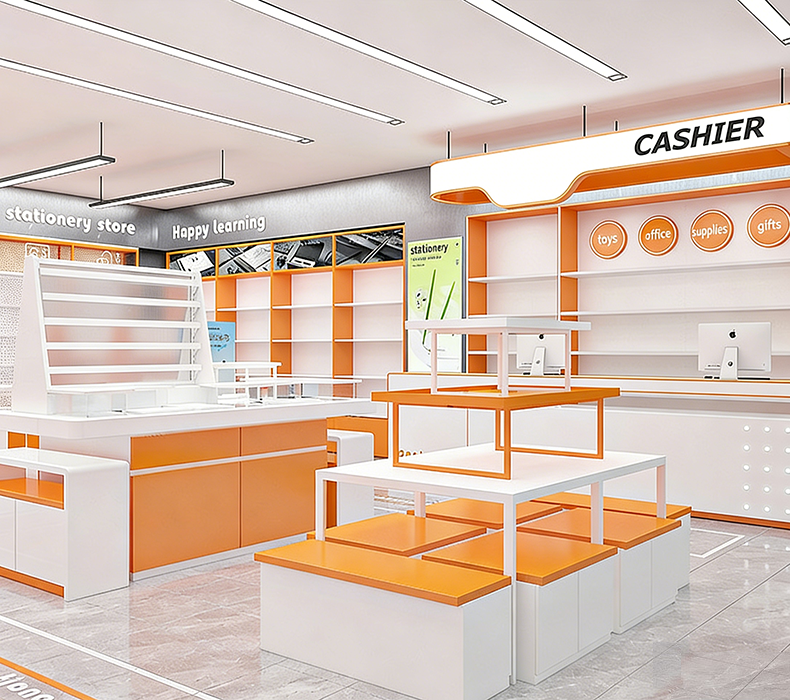 Custom Shopping Mall Supermarket Shelves Trendy Stationery Store Boutique Store Display Cabinet Steel Wood Sample Display Rack