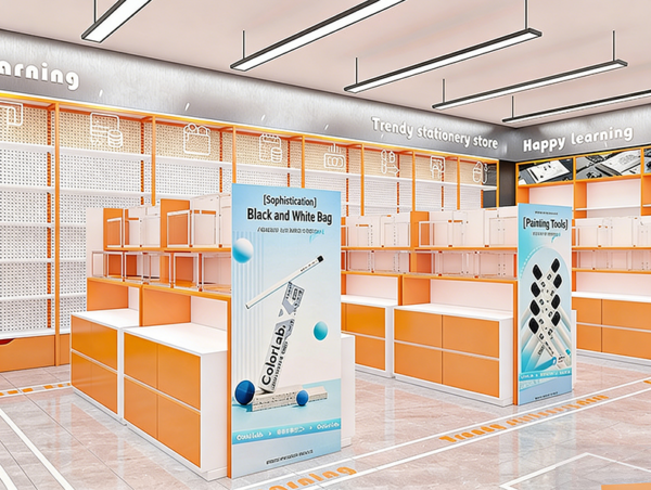 0319-2-7 Custom Shopping Mall Supermarket Shelves Trendy Stationery Store Boutique Store Display Cabinet Steel Wood Sample Display Rack