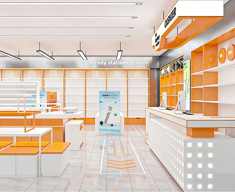 Custom Shopping Mall Supermarket Shelves Trendy Stationery Store Boutique Store Display Cabinet Steel Wood Sample Display Rack