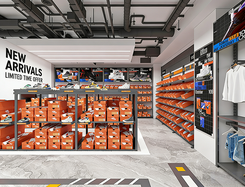 Customized Shopping Mall Sports Equipment Clothing Display Shelves Storage Racks Chain Stores Display Racks Display Stand