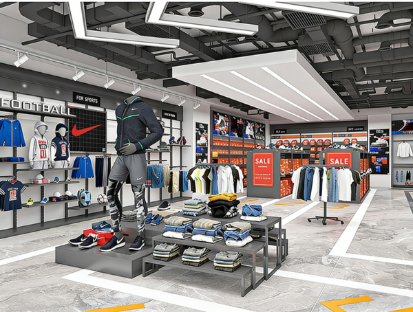 Customized Shopping Mall Sports Equipment Clothing Display Shelves Storage Racks Chain Stores Display Racks Display Stand