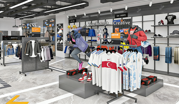 Customized Shopping Mall Sports Equipment Clothing Display Shelves Storage Racks Chain Stores Display Racks Display Stand