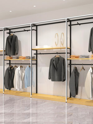 Whole Store Design Customized Shopping Mall Clothing Men's Clothing Store Shelves Storage Racks Chain Stores Display Racks