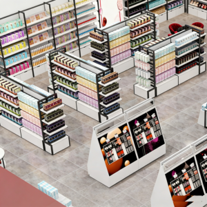 Cosmetics Counter Beauty Salon Products Display Cabinet Live Broadcast Room Skin Care Products Facial Mask Shelf with Light