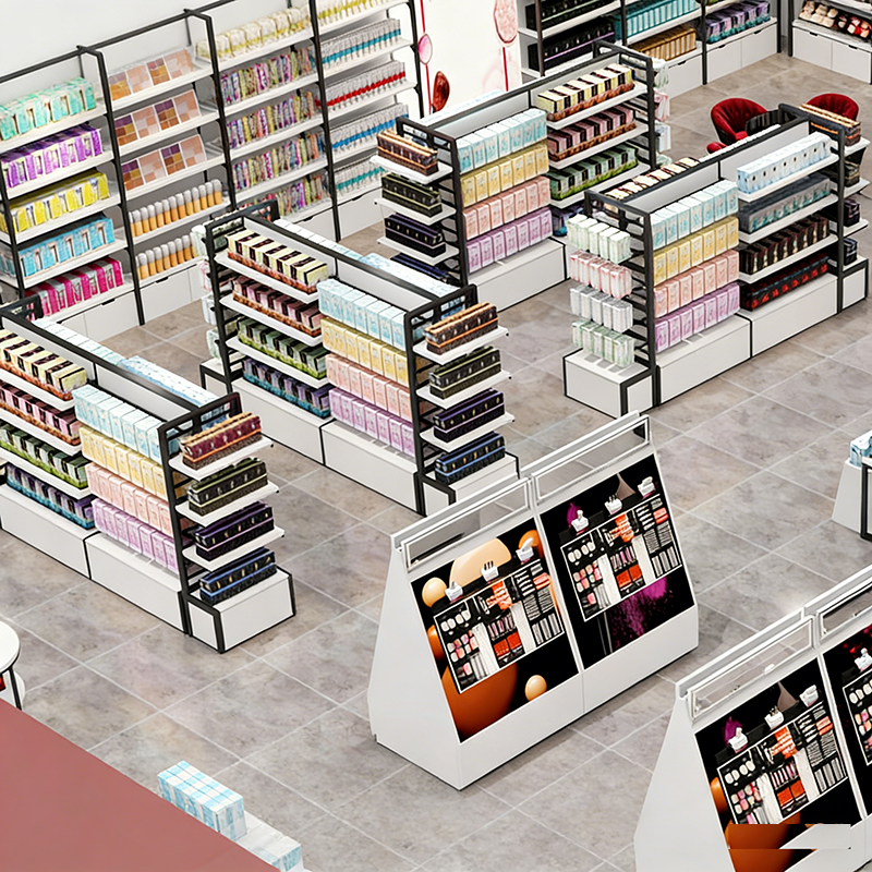 0321-1-3 Cosmetics Counter Beauty Salon Products Display Cabinet Live Broadcast Room Skin Care Products Facial Mask Shelf with Light
