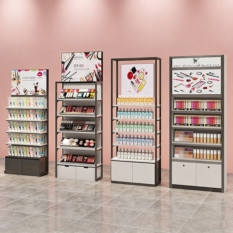 0321-1-4 Cosmetics Counter Beauty Salon Products Display Cabinet Live Broadcast Room Skin Care Products Facial Mask Shelf with Light