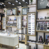 Customized Wood Baking Paint Glass Glasses Display Cabinet Island Cabinet Sunglasses Eyeglass Store Shelf showcase