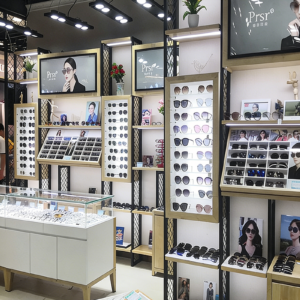 0321-2-7 Customized Wood Baking Paint Glass Glasses Display Cabinet Island Cabinet Sunglasses Eyeglass Store Shelf showcase