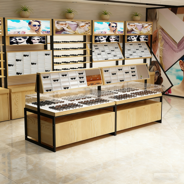 Customized Baked Paint Glasses Display Cabinet Shopping Mall Glasses Glass Island Cabinet Sunglasses Shelf High Cabinet