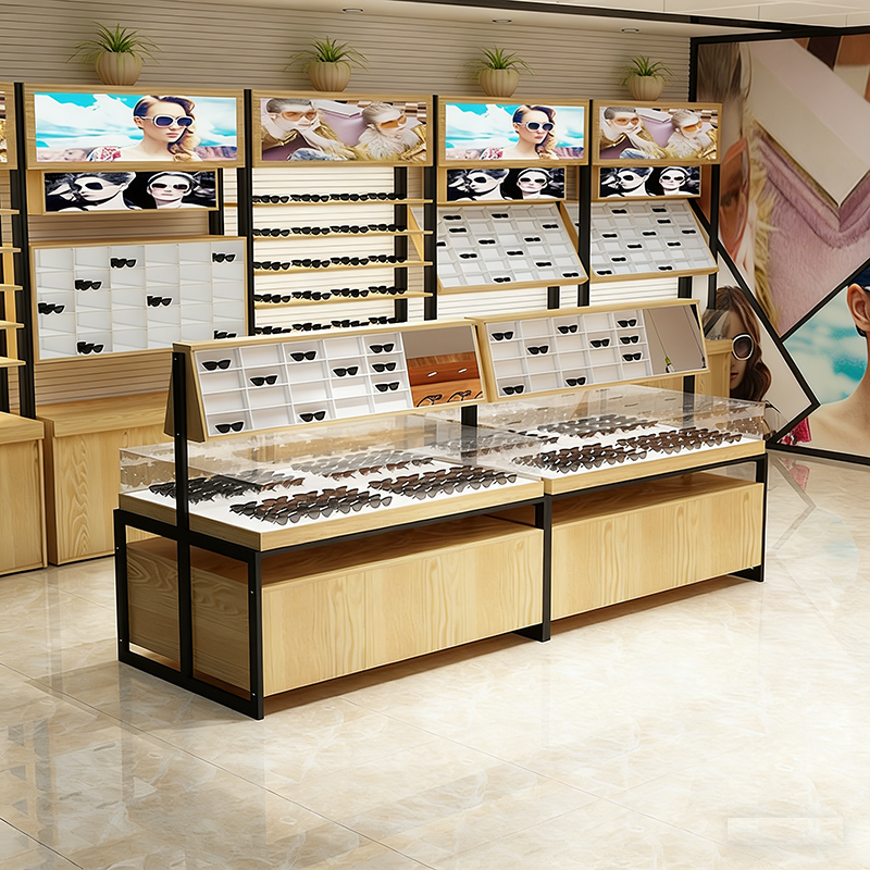 Customized Baked Paint Glasses Display Cabinet Shopping Mall Glasses Glass Island Cabinet Sunglasses Shelf High Cabinet