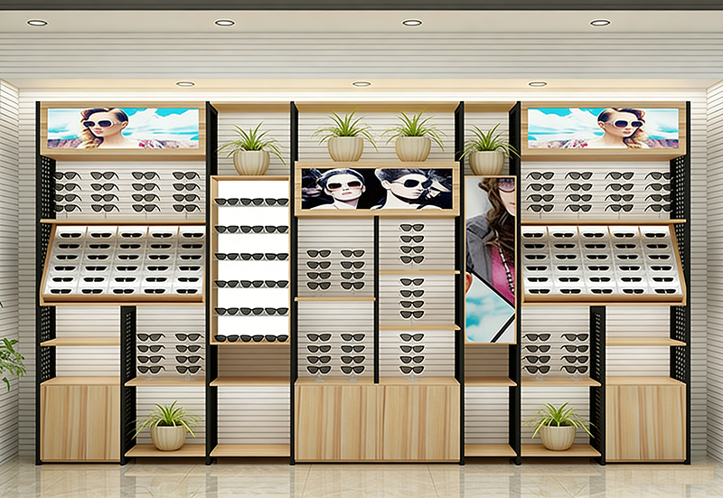 Customized Baked Paint Glasses Display Cabinet Shopping Mall Glasses Glass Island Cabinet Sunglasses Shelf High Cabinet