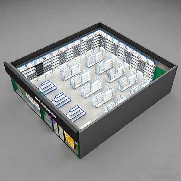 Custom Blue Miniso Premium Shelf Double Sided Island Display Rack for Stationery Store Maternal and Child Store Pet Store