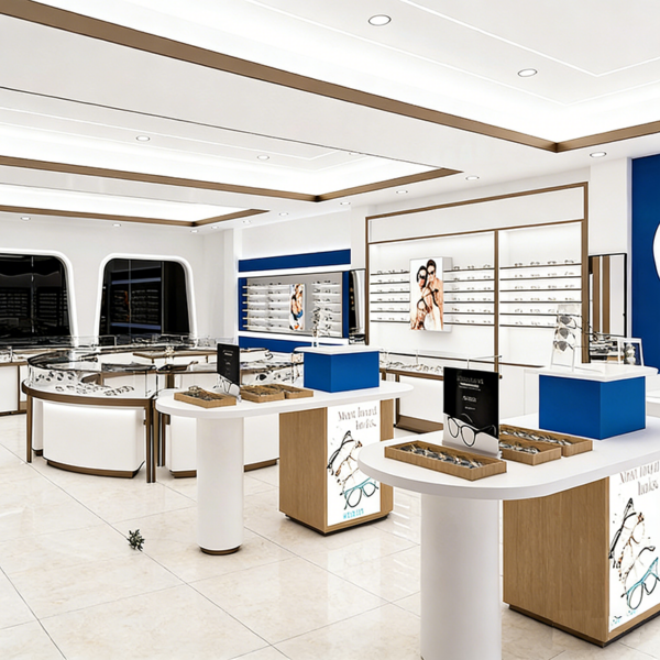 Custom Wood Glasses Display Cabinet Baked Paint Multi-layer Drawer Display Shelf Wood Island Glass Product Display Cabinet