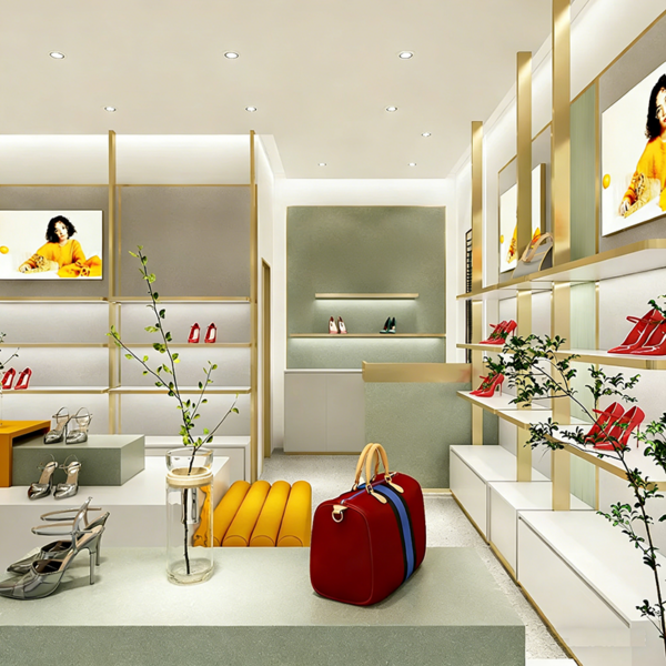 Shoe Store Design High End Display Cabinets Customized Shopping Mall Bag Leather Goods Display Cabinet with Lights Showcases