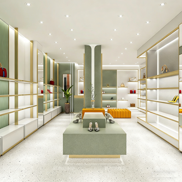 Shoe Store Design High End Display Cabinets Customized Shopping Mall Bag Leather Goods Display Cabinet with Lights Showcases