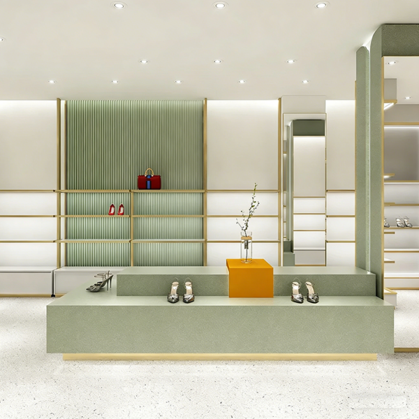 Shoe Store Design High End Display Cabinets Customized Shopping Mall Bag Leather Goods Display Cabinet with Lights Showcases