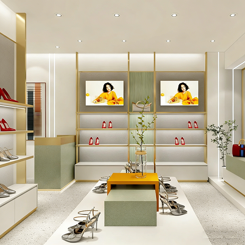 Shoe Store Design High End Display Cabinets Customized Shopping Mall Bag Leather Goods Display Cabinet with Lights Showcases
