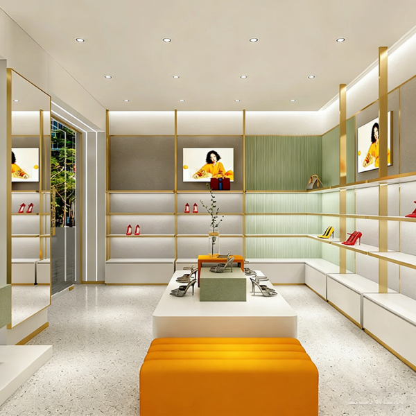 Shoe Store Design High End Display Cabinets Customized Shopping Mall Bag Leather Goods Display Cabinet with Lights Showcases